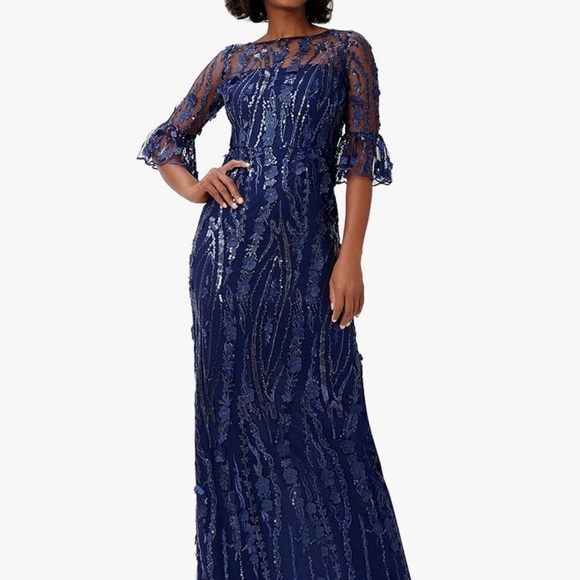 Adrianna Papell Dresses & Skirts - Chic Navy Floral Lace Dress